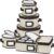BALEINE China Storage Containers, Sturdy Quilted Wine Glass Storage, Plate Organizer with Carry Handles, Moving Boxes for Dishes, Cups, Mugs and Stemware (Plate Mug Combo, Soft Shell Cream)