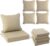 Summsun Outdoor Chair Cushions Set of 4, Faux Linen Patio Furniture Cushions, Water Resistant Backrest and Deep Seat Cushion Set with Ties, Removable Cover, Non-Slip Bottom, 24 x 24 Inch, Nature