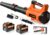 Electric Leaf Blower Cordless 21V with 2×6.0Ah Batteries & Charger