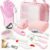 12PCS Dog Bath Kit & Dog Brush Kit for Dogs & Cats – Professional Pet Grooming Tools Set with Shedding Brush, Bath Scrubber, Dematting Comb & Storage Bag – Complete Dog Washing Essentials, Pink