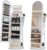 LVSOMT 64″ H Arched LED Mirror Jewelry Cabinet Standing, White
